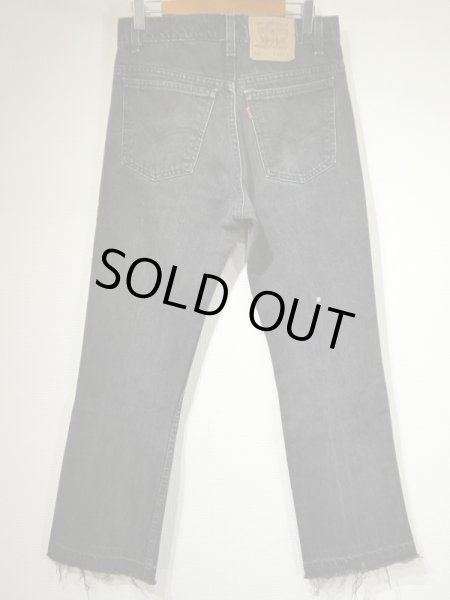 画像5: USA製 90s Levi's リーバイス 517 スーパー ブラック デニム ジーンズ ブーツカット ｗ30 L32 カットオフ 切りっぱなし (5)