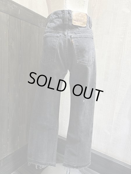 画像3: USA製 90s Levi's リーバイス 517 スーパー ブラック デニム ジーンズ ブーツカット ｗ30 L32 カットオフ 切りっぱなし (3)