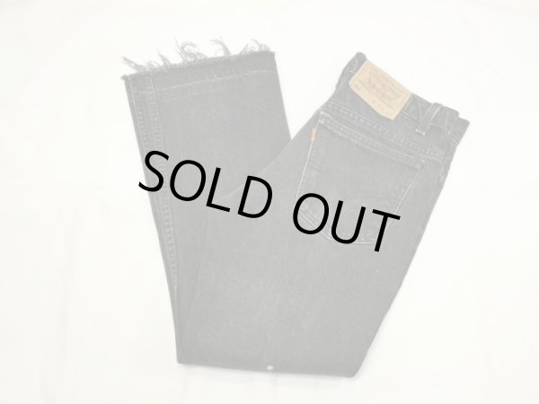 画像6: USA製 90s Levi's リーバイス 517 スーパー ブラック デニム ジーンズ ブーツカット ｗ30 L32 カットオフ 切りっぱなし (6)
