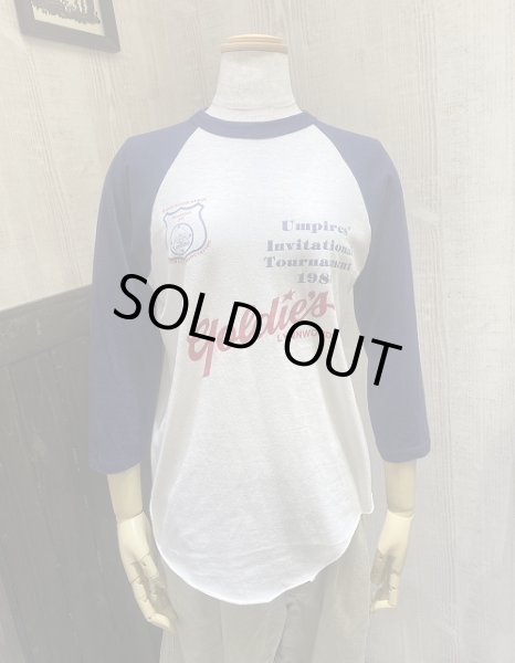 画像1: 80s STEDMAN WASHINGTON STATE ソフトボール 協会 ベースボール Tシャツ ラグラン スリーブ 七分袖  (1)