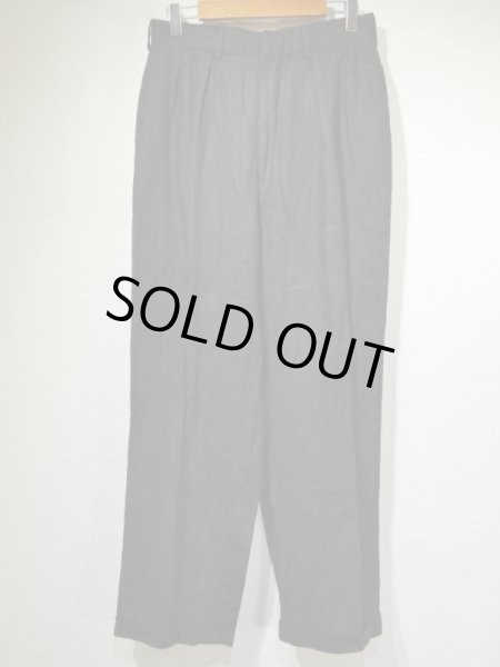 画像4: USA製 90s ビンテージ Polo Ralph Lauren ラルフローレン リネン ツータック テーパード ブラック スラックス パンツ W27位  (4)