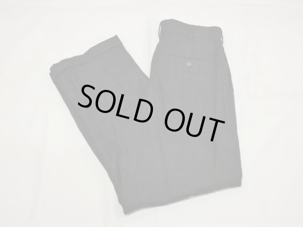 画像6: USA製 90s ビンテージ Polo Ralph Lauren ラルフローレン リネン ツータック テーパード ブラック スラックス パンツ W27位  (6)