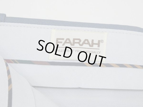 画像10: USA製 80s ビンテージ FARAH ファーラー サックスブルー ノータック ストレート スラックス ドレス パンツ (10)