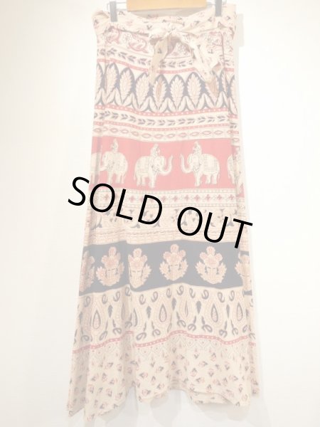 画像5: 70s ビンテージ COAST-PLUS INC パキスキタン製 パキ綿 インド綿 エスニック 柄 ラップ エプロン 巻き スカート  (5)