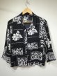 画像4: USA製 90s Tapestry モノトーン  花柄 ボタニカル プリント オープンカラー 8分袖 短丈 ショート丈 シャツ ブラウス (4)