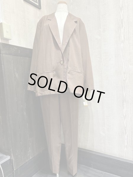 画像1: DEAD STOCK USA製 90s ALFRED DUNNER スーツ カジュアル テーラード ベルト付き テーパード イージーパンツ スラックス セットアップ (1)