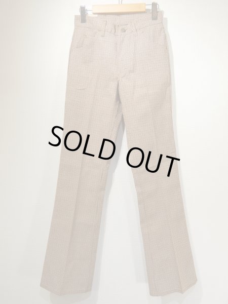 画像4: DEAD STOCK USA製 70s ビンテージ Lee ハウンドトゥース 千鳥格子 ブーツカット フレア レトロ パンツ (4)