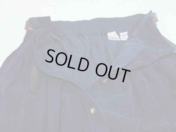 画像7: 90s KAREN SCOTT ネイビーカラー 前開き ベルト付き  コーデュロイ ロング フレア スカート (7)