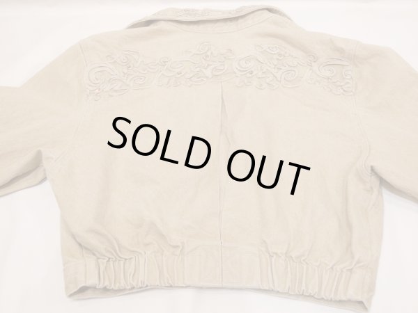 画像11: USA製 80s ビンテージ LORRAINE WARDY エンブロイダリー コード刺繍 クロップド丈 ベージュ デニム ショート ジャケット (11)