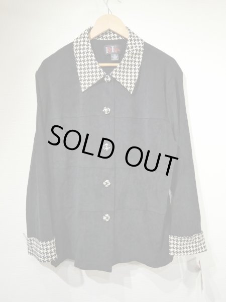 画像4: DEADSTOCK 90s R＆K ペーパータグ付き 千鳥格子チェック バイカラー フェイクスエード シャツ ジャケット (4)