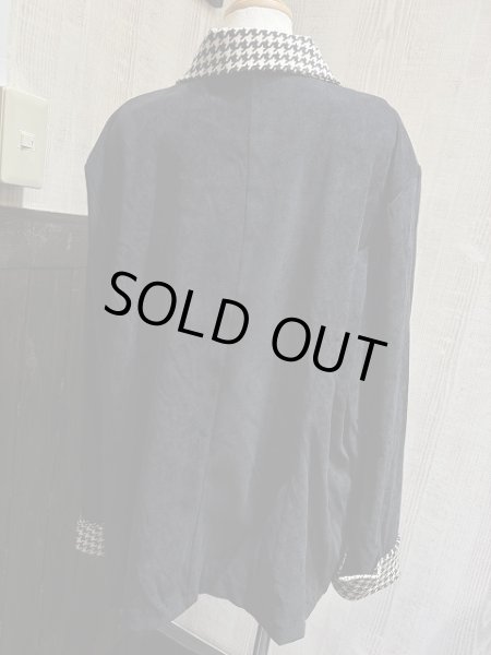 画像3: DEADSTOCK 90s R＆K ペーパータグ付き 千鳥格子チェック バイカラー フェイクスエード シャツ ジャケット (3)