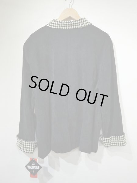 画像5: DEADSTOCK 90s R＆K ペーパータグ付き 千鳥格子チェック バイカラー フェイクスエード シャツ ジャケット (5)