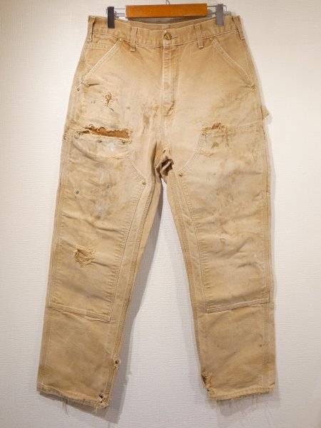 画像4: USA製 10s Carhartt Helmets to Hardhats ブラウン ダック ダブルニー ワーク パンツ   (4)