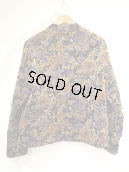 画像5: 70s ビンテージ Sun'n Sand ベロア キルティング ボタニカル 柄 ノーカラー ジャケット (5)