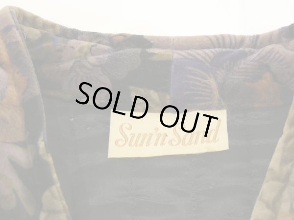 画像7: 70s ビンテージ Sun'n Sand ベロア キルティング ボタニカル 柄 ノーカラー ジャケット (7)