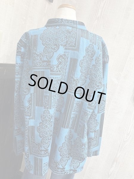 画像3: 90s Tudor Court  ゴブラン織り風 スタンドカラー マオカラー 短丈 ショート丈 ボタニカル柄 ジャケット (3)