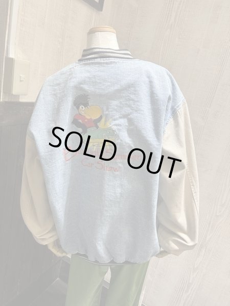 画像2: 90s 00s COBRA BUZZ IN TOTHE SUMMER CAR SHOW デニム 切り替え スタジアム ジャンパー (2)