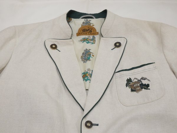 画像6: 80s 90s ユーロ ビンテージ JULIUS LANG × KONEN リネン混 エンブロイダリー バンドカラーカラー デザイン チロル チロリアン ジャケット (6)