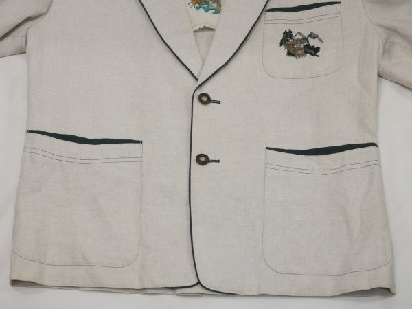 画像8: 80s 90s ユーロ ビンテージ JULIUS LANG × KONEN リネン混 エンブロイダリー バンドカラーカラー デザイン チロル チロリアン ジャケット (8)