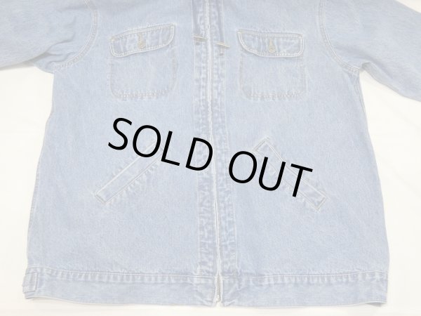 画像9: 90s L.A. BLUES フーディ デニム ハーフ コート フルジップ ブルゾン  (9)