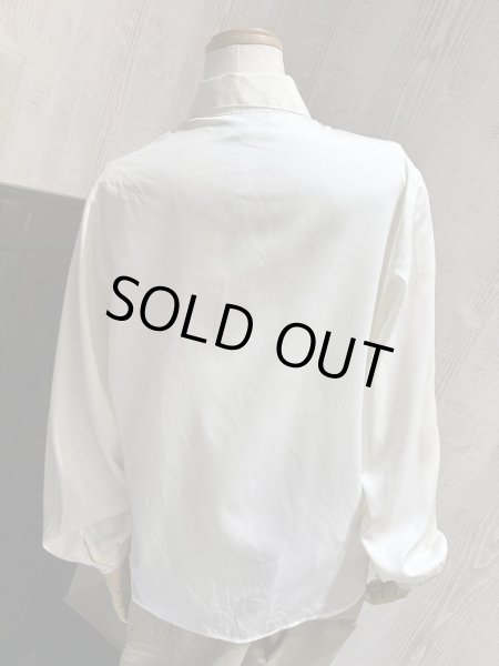 画像2: 80s 90s Chanteuse ピンタック 比翼 フライフロント ブラウス シャツ (2)