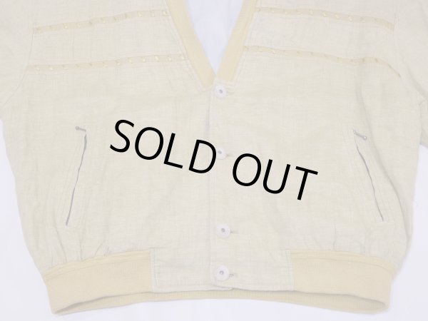 画像8: GERMANY製 90s SELDOM ユーロ ビンテージ マスタードイエロー エンブロイダリー ボールチェーン カーディガン カーデ (8)