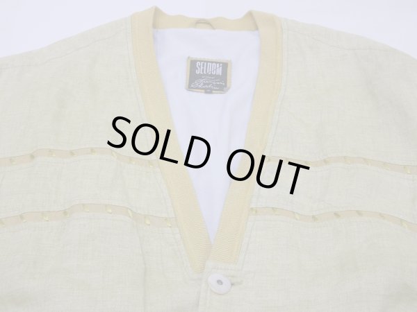 画像6: GERMANY製 90s SELDOM ユーロ ビンテージ マスタードイエロー エンブロイダリー ボールチェーン カーディガン カーデ (6)