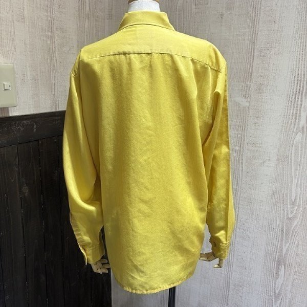 画像2: 70s ビンテージ COSTOM LIMITED カナリアイエロー  スクエア ドレス シャツ ブラウス (2)