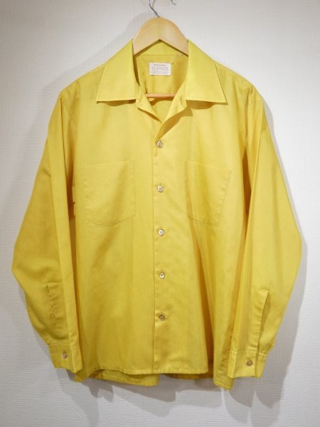 画像3: 70s ビンテージ COSTOM LIMITED カナリアイエロー  スクエア ドレス シャツ ブラウス (3)