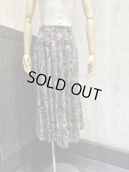 画像2: 90s SAGHARBOR ウエストゴム ペイズリー柄 レーヨン スカート (2)