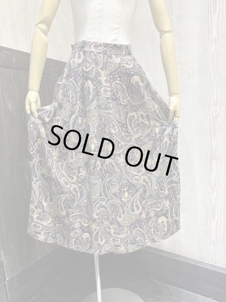 画像1: 90s SAGHARBOR ウエストゴム ペイズリー柄 レーヨン スカート (1)