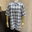 画像1: 90s VANHEUSEN オンブレ シャドーチェック ショート スリーブ スクエア シャツ (1)