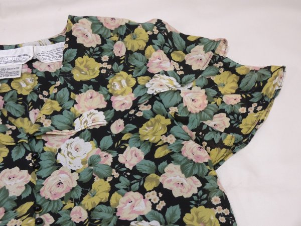 画像7: 90s LIZ PETITES 花柄 レースカラー ウエストペプラム プルオーバー チュニック ブラウス (7)