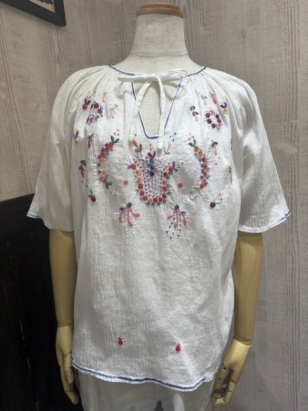 画像1:  70s 80s エンブロイダリー 刺繍  チュニック ブラウス チロリアン フォークロア ヒッピー (1)