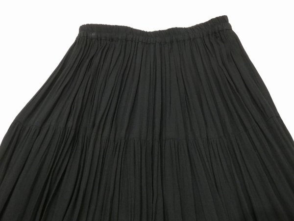 画像5: 80s 90s UNKNOWN ブラック レーヨン ティアード ロング スカート モード  (5)