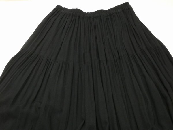 画像7: 80s 90s UNKNOWN ブラック レーヨン ティアード ロング スカート モード  (7)