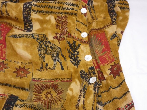 画像11: 90s LA CERA インドレーヨン アニマルプリント エスニック マキシ ワンピース ドレス (11)