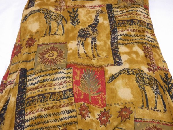 画像9: 90s LA CERA インドレーヨン アニマルプリント エスニック マキシ ワンピース ドレス (9)