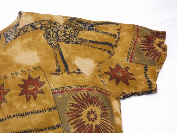 画像8: 90s LA CERA インドレーヨン アニマルプリント エスニック マキシ ワンピース ドレス (8)