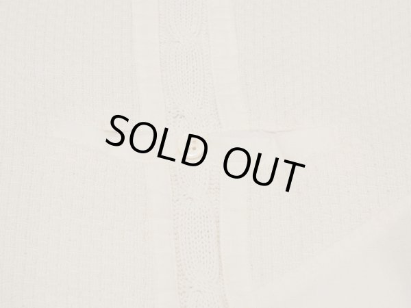 画像8: 80s 90s TALLS 生成り コットン ニット ポリエステル 異素材 切り替え デザイン リブ ポロシャツ (8)