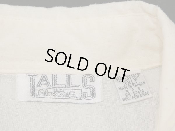 画像5: 80s 90s TALLS 生成り コットン ニット ポリエステル 異素材 切り替え デザイン リブ ポロシャツ (5)