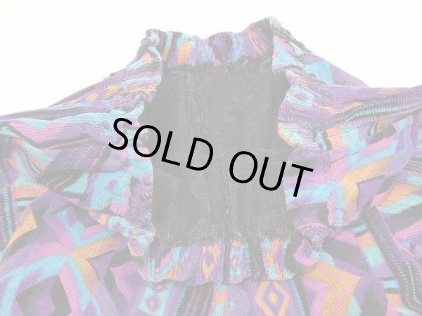 画像7: 80s 90s エスニック 幾何学模様 コーデュロイ ウエストゴム イージー ショート パンツ ショーツ (7)