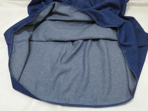 画像11:  USA製 80s 90s サンフラワー ひまわり エンブロイダリー デニム ノースリーブ ロング ワンピース (11)