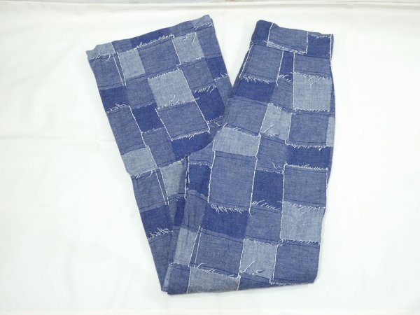 画像5: DEAD STOCK 70s ビンテージ Sears パッチワーク テキスタイル ライト オンス フレア デニム パンツ (5)