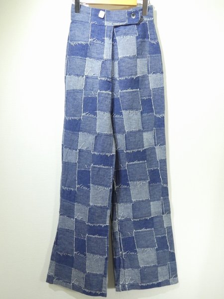 画像3: DEAD STOCK 70s ビンテージ Sears パッチワーク テキスタイル ライト オンス フレア デニム パンツ (3)