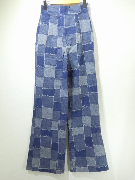 画像4: DEAD STOCK 70s ビンテージ Sears パッチワーク テキスタイル ライト オンス フレア デニム パンツ (4)