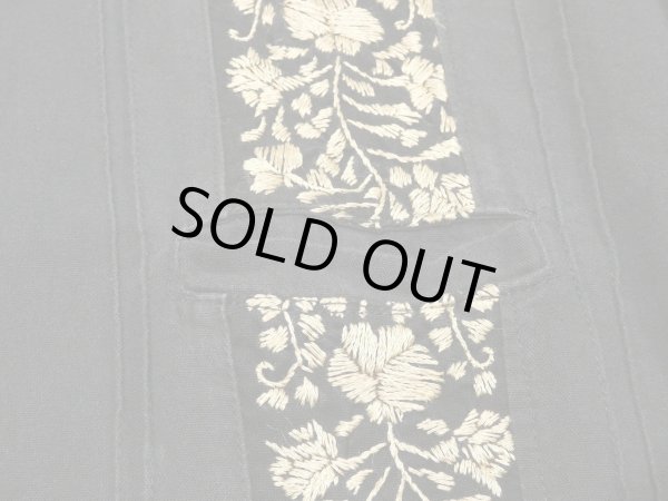 画像6: 90s ピンタック エンブロイダリー 刺繍 バンドカラー シャツ ブラウス チュニック (6)