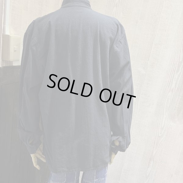 画像2: 90s ピンタック エンブロイダリー 刺繍 バンドカラー シャツ ブラウス チュニック (2)