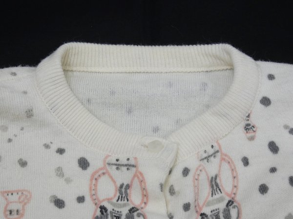 画像5: 50s ビンテージ グレー×ピンク グレピン 花瓶 総柄 ショート丈 ニット カーディガン (5)