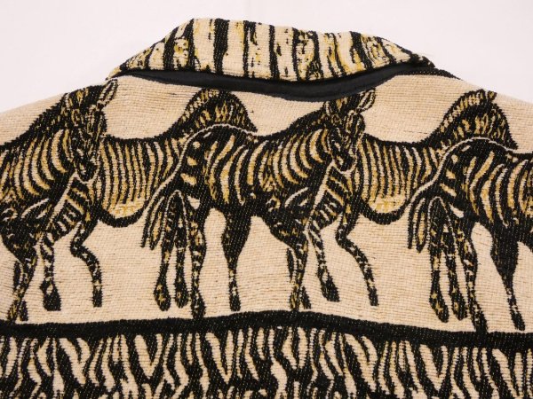 画像10: 90s SKAVER LAKE ZEBRA シマウマ ゼブラ アニマル ゴブラン織り ラグ ブランケット ショート丈 クロップド ジャケット  (10)